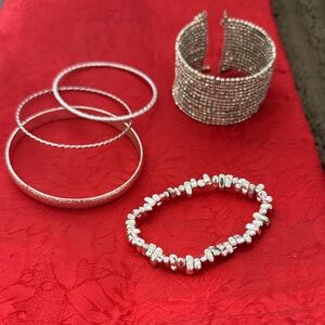 Elegant Silver Bracelet Set
